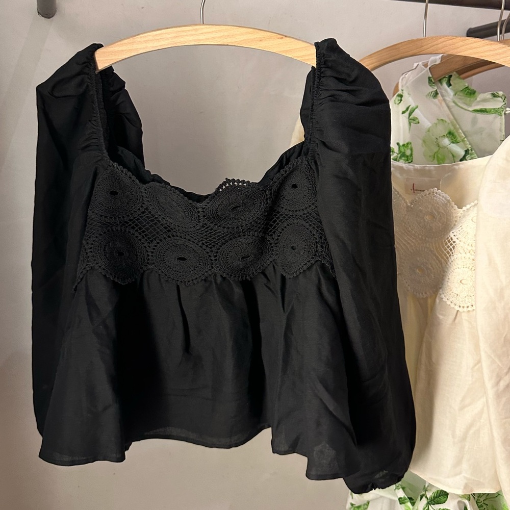 Anthropologie Black Crochet Blouse